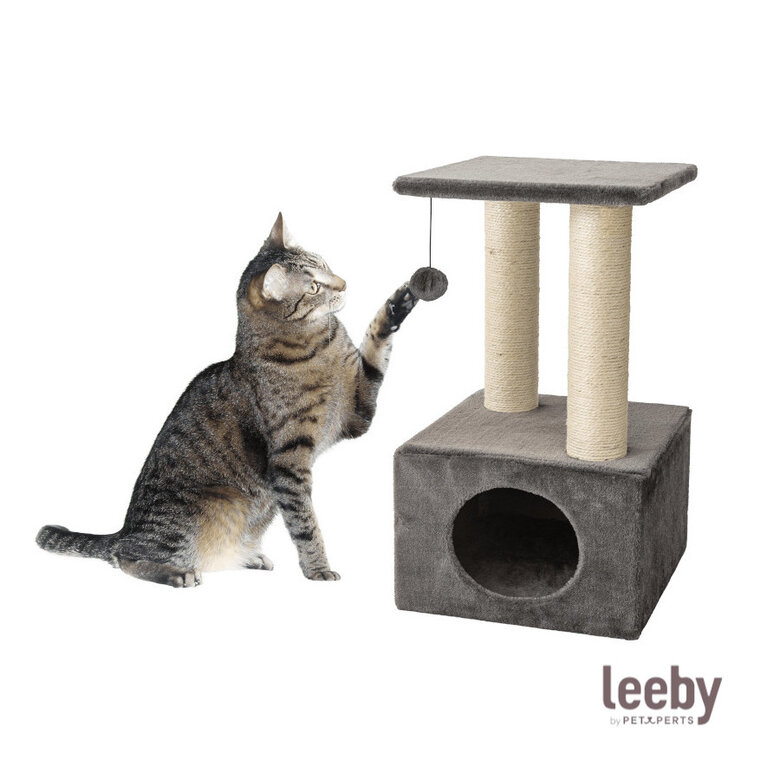 Leeby Colette Scratch arranhador com cama nido e brinquedo cinzento para gatos,  Imagem número 2 Leeby Colette Scratch arranhador com cama nido e brinquedo cinzento para gatos, , large Imagem número 2