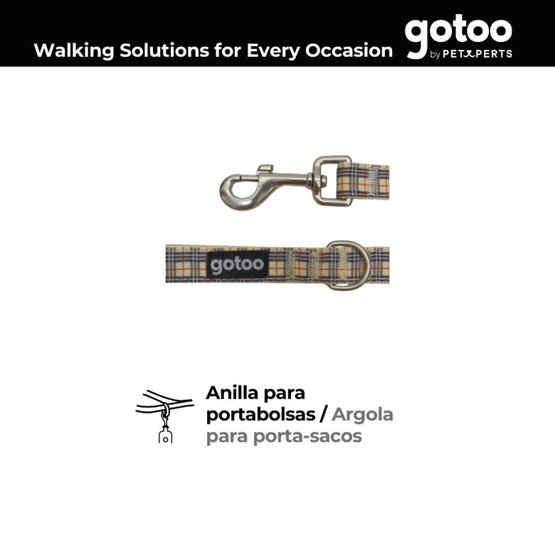 Gotoo Trela com estampado de tartan castanho para cães,  Imagem número 3 Gotoo Trela com estampado de tartan castanho para cães, , large Imagem número 3