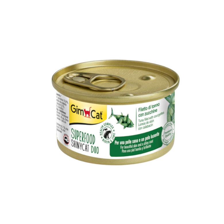 70 g GimCat Super Food Shiny Cat Duo atum e courgette em lata para gatos,  Imagem número 1 70 g GimCat Super Food Shiny Cat Duo atum e courgette em lata para gatos, , large Imagem número 1