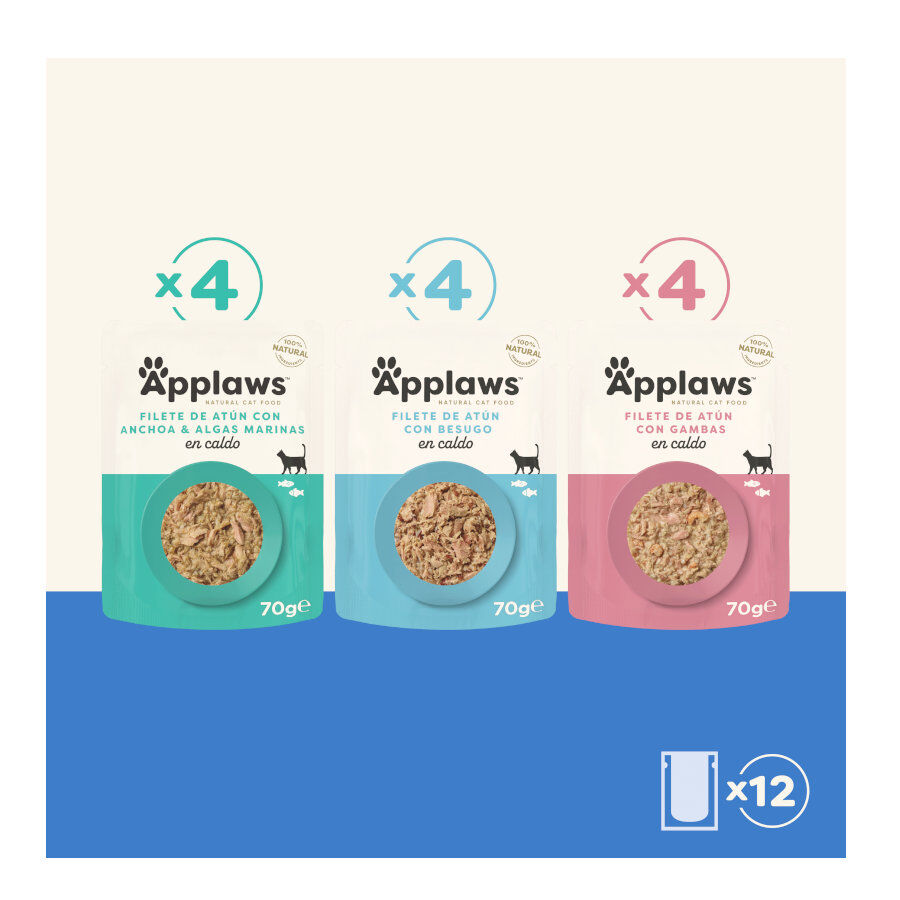 12 saquetas x 70 g Applaws Selecci&oacute;n de Peixe saqueta para gatos - Multipack, , large Imagem n&uacute;mero 3