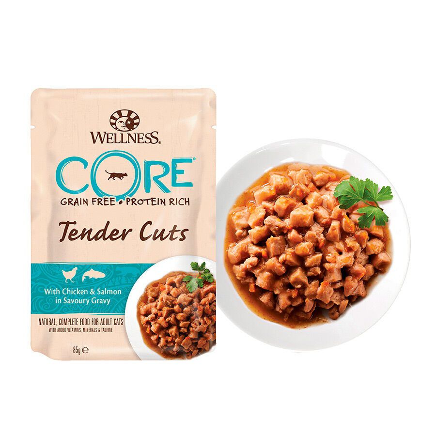  85 g Wellness Core Tender Cuts frango e salm&atilde;o saquetas para gatos, , large Imagem n&uacute;mero 2
