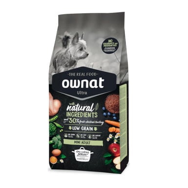 Ownat Mini Adult Ultra Frango e Peru ração para cães