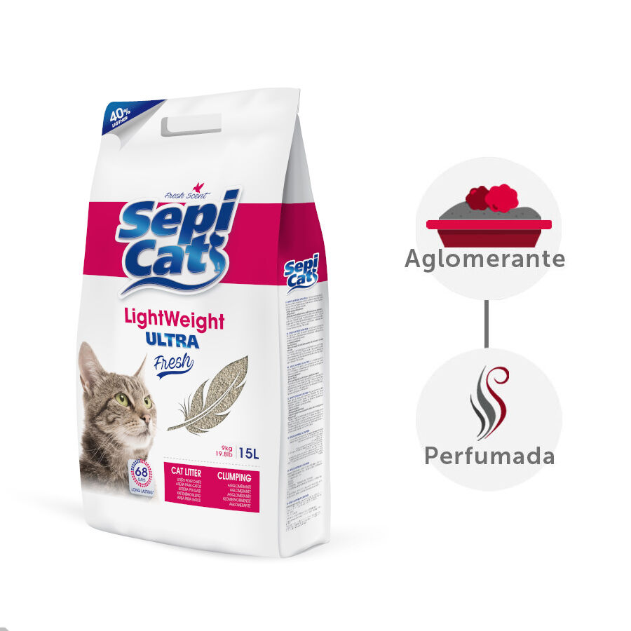 Sepicat LightWeight Ultra Fresh Arena Aglomerante Ligera Imagem n&uacute;mero 1