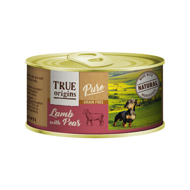 True Origins Pure Borrego com Ervilhas em lata para cães 