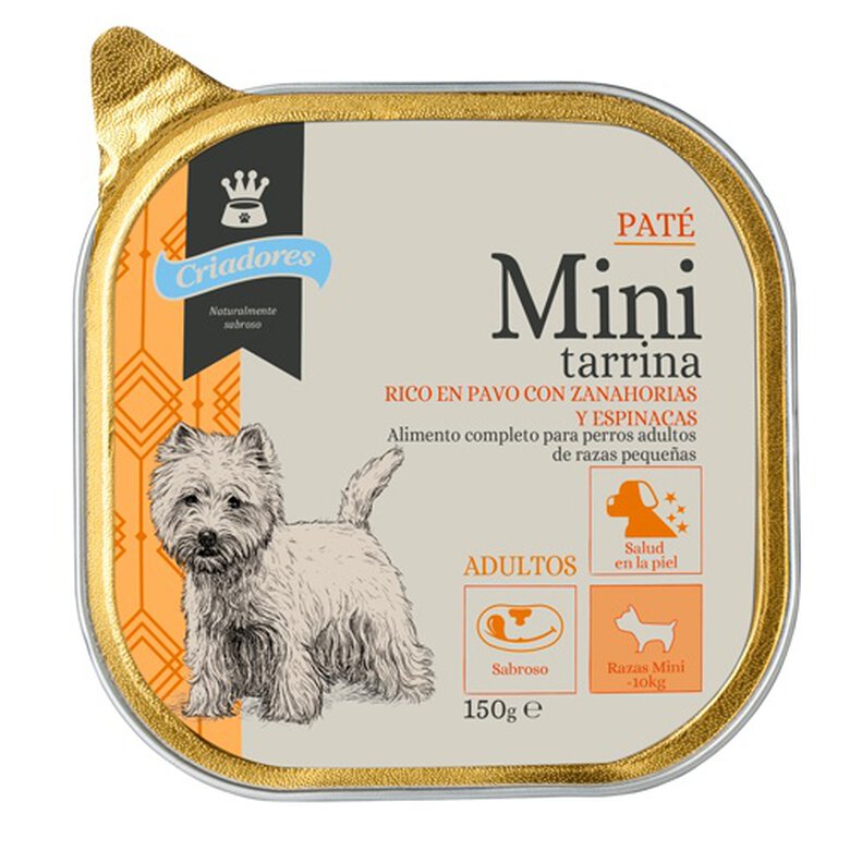 150 g Criadores Mini Terrina de patê de frango e arroz para cães,  Imagem número 1 Criadores Mini Tarrina Pavo paté perros pequeños Imagem número 1