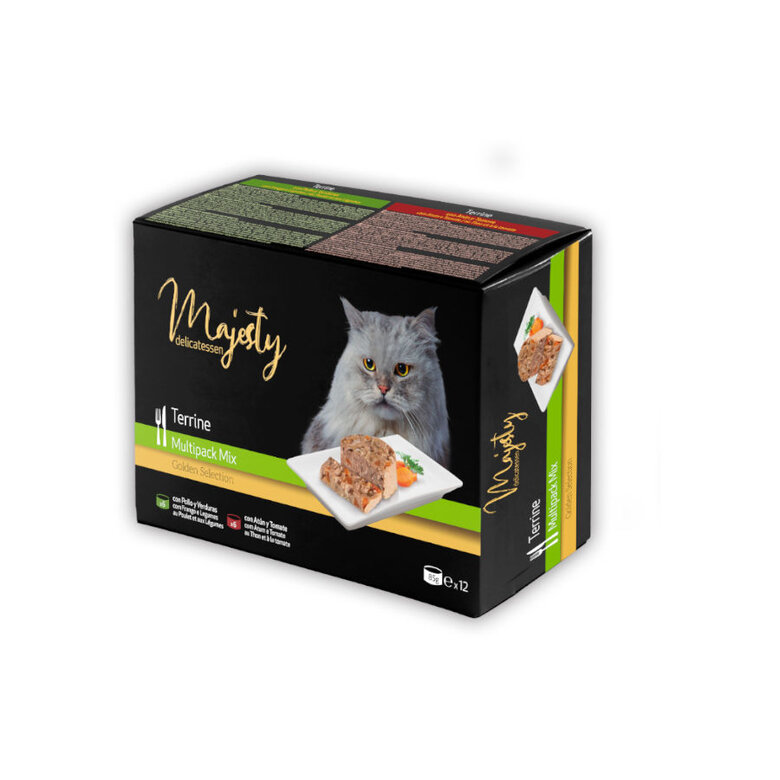 12 latas x 85 g Majesty Adult Mix Terrine lata para gatos - Pack,  Imagem número 1 12 latas x 85 g Majesty Adult Mix Terrine lata para gatos - Pack, , large Imagem número 1