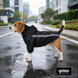 Gotoo Casaco Imperme&aacute;vel Refletor Preto para c&atilde;es