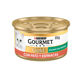 Purina Gourmet Gold Mousse de Pato com Espinafres lata para gatos