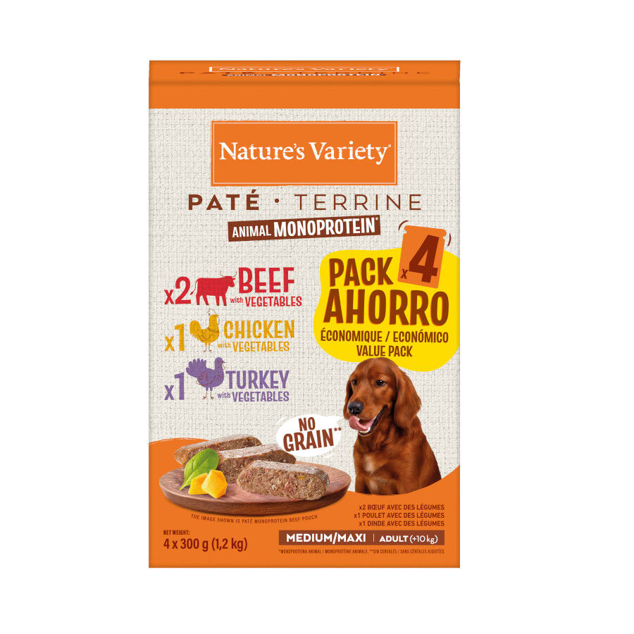 4 saquetas x 300 g Nature's Variety Original Adult Medium Pat&ecirc; saquetas para c&atilde;es, , large Imagem n&uacute;mero 3