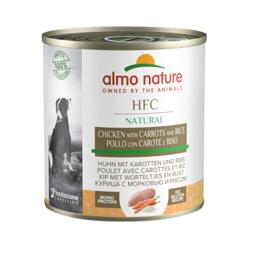 280 g Almo Nature HFC Frango, Cenoura e Arroz lata para c&atilde;es, , large Imagem n&uacute;mero 1