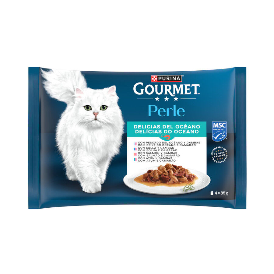 4 saquetas x 85 g Purina Gourmet Perle L&aacute;minas de Delicias do Oceano saquetas em molho para gatos, , large Imagem n&uacute;mero 1