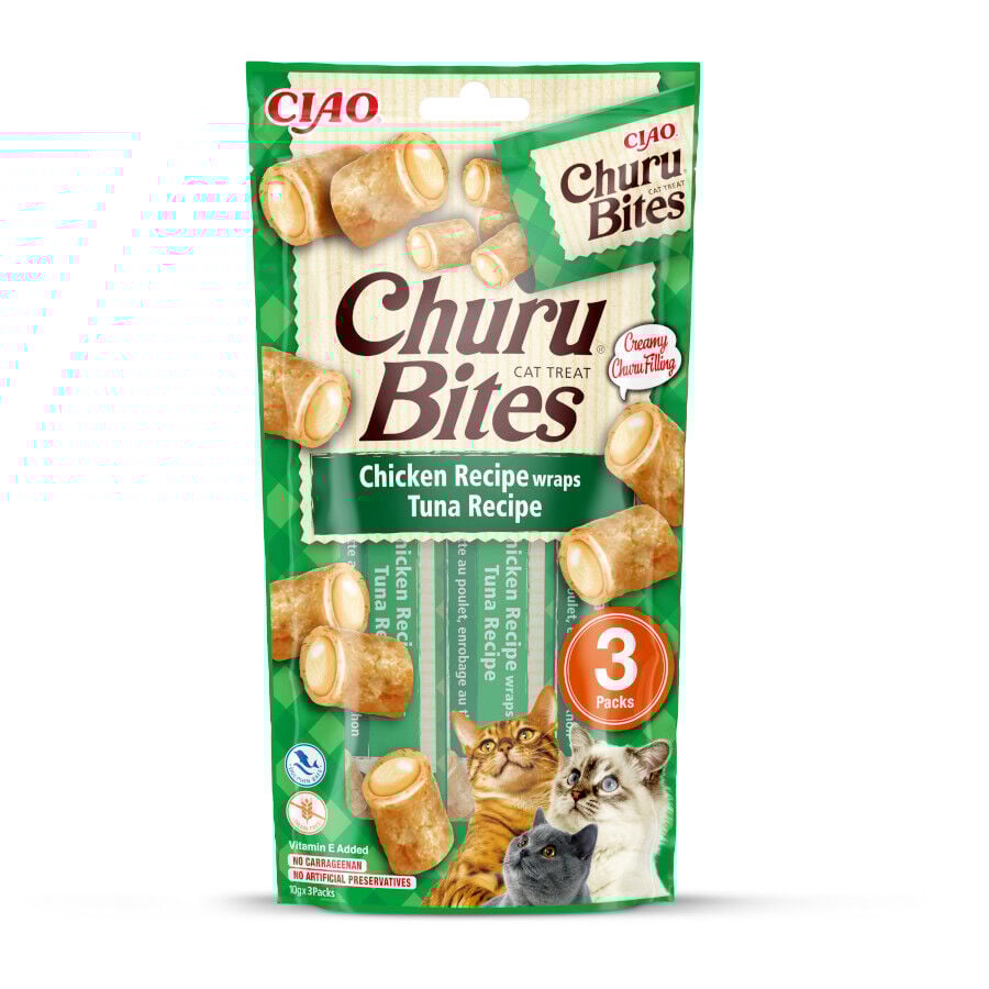 3 saquetas x 10 g Churu Snacks Bites de Atum para gatos, , large Imagem n&uacute;mero 1
