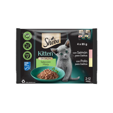 Sheba Kitten Sachê de Frango e Salmão em Molho para Gatos