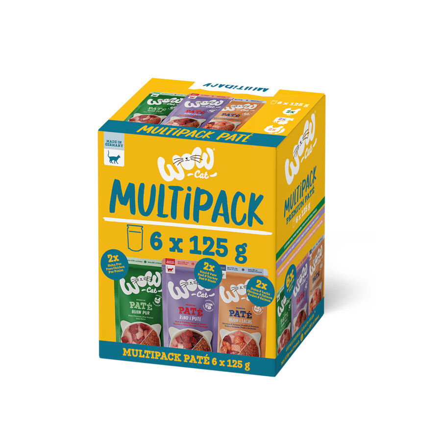 6 saquetas x 125 g Wow Food Adult Pat&ecirc; saquetas para gatos, , large Imagem n&uacute;mero 1