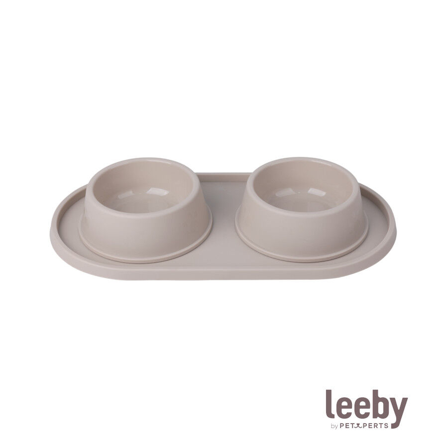 Leeby Comedouro Duplo de Pl&aacute;stico para c&atilde;es e gatos, , large Imagem n&uacute;mero 2