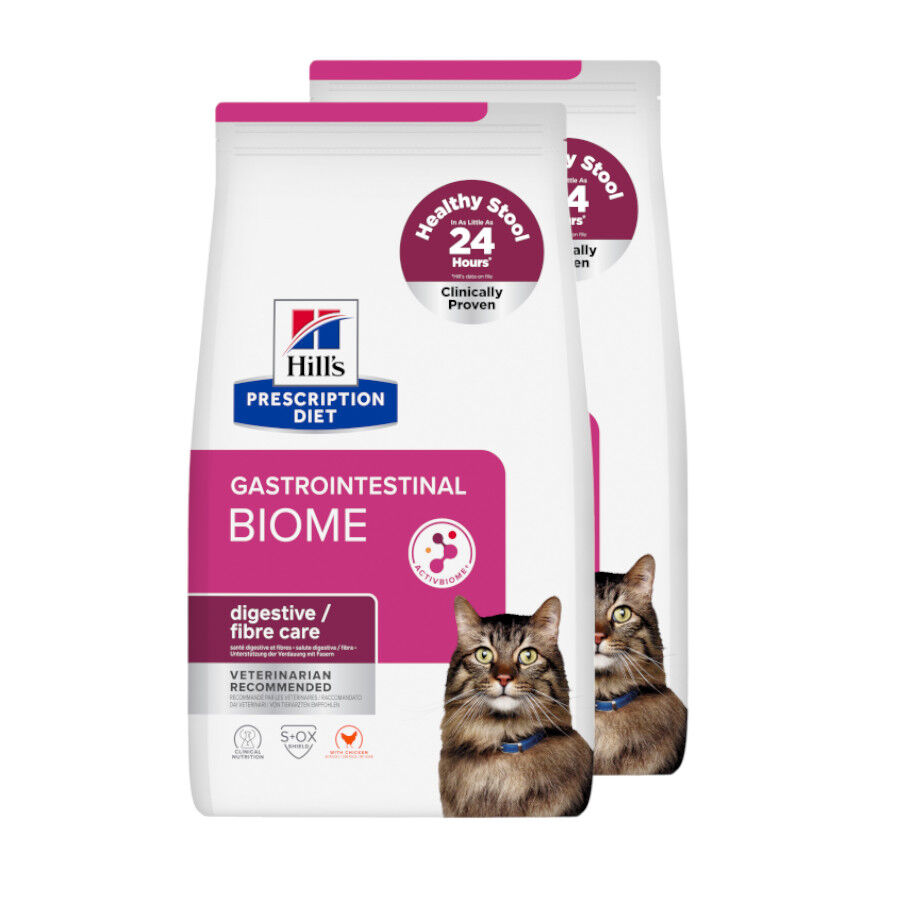 2 x 1.5 kg Hill's Prescription Diet Gastrointestinal Biome Frango ra&ccedil;&atilde;o para gatos Pack poupan&ccedil;a!, , large Imagem n&uacute;mero 1