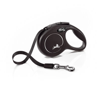 Flexi New Classic Trela extensível de fita preta para cães