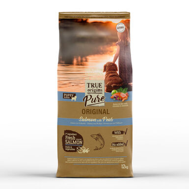 True Origins Pure Puppy Salmão com Ração para Cachorro