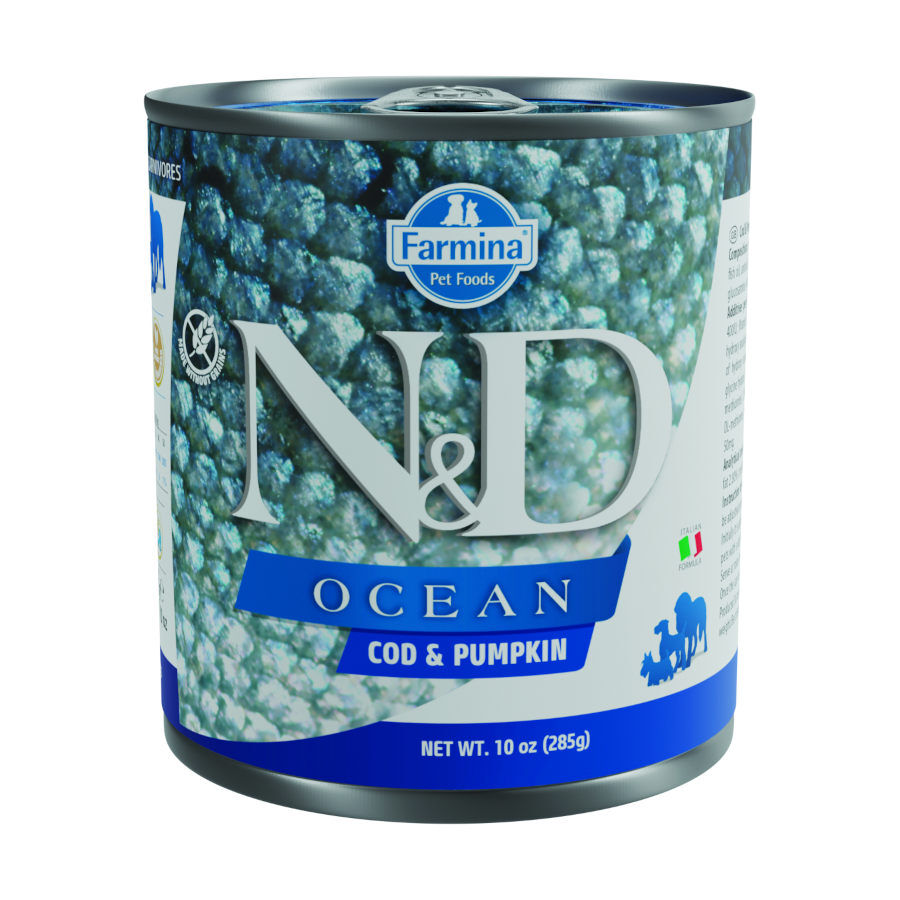 285 g Farmina N&D Ocean Bacalhau e Ab&oacute;bora lata para c&atilde;es, , large Imagem n&uacute;mero 1