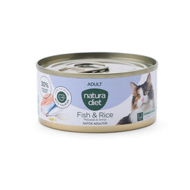 Natura Diet Adult Comida H&uacute;mida de Peixe e Arroz em Lata para gatos