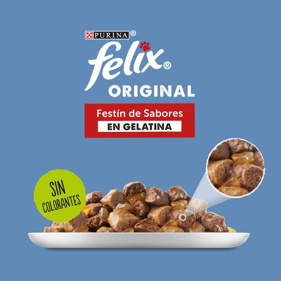 12 x 85 g Felix Sensations Sele&ccedil;&atilde;o de Carnes Alimento h&uacute;mido em saquetas para gatos, , large Imagem n&uacute;mero 2