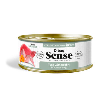Lata de atum e coelho hipoalergênico sem grãos Dibaq Sense para gatos