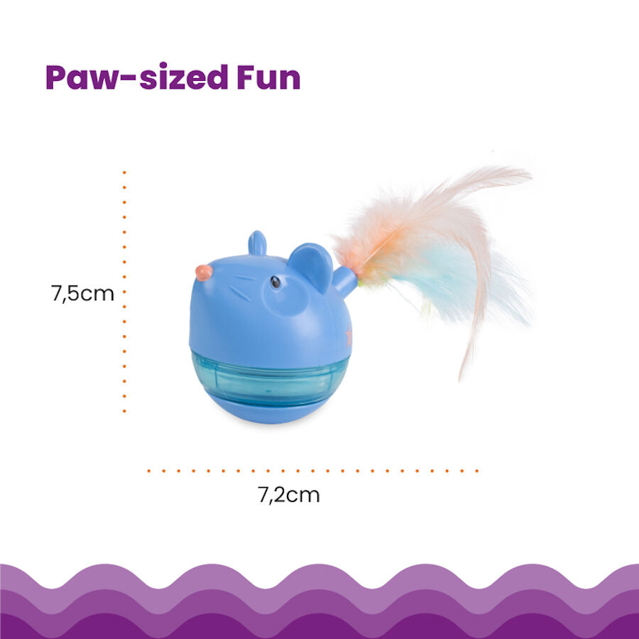 Catstages Hunt n&rsquo; Swat Treat Trumbler Rato interativo com penas para gatos, , large Imagem n&uacute;mero 3