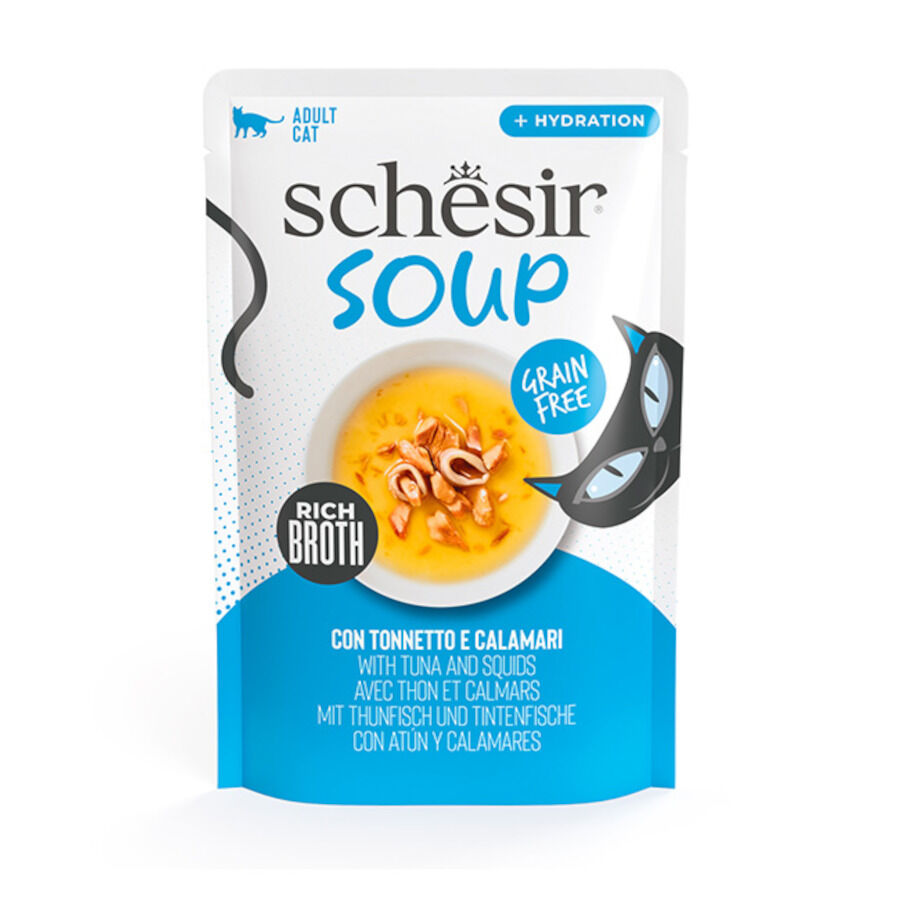 40 g Schesir Atum e Lula em Sach&ecirc; de Sopa para Gatos, , large Imagem n&uacute;mero 1
