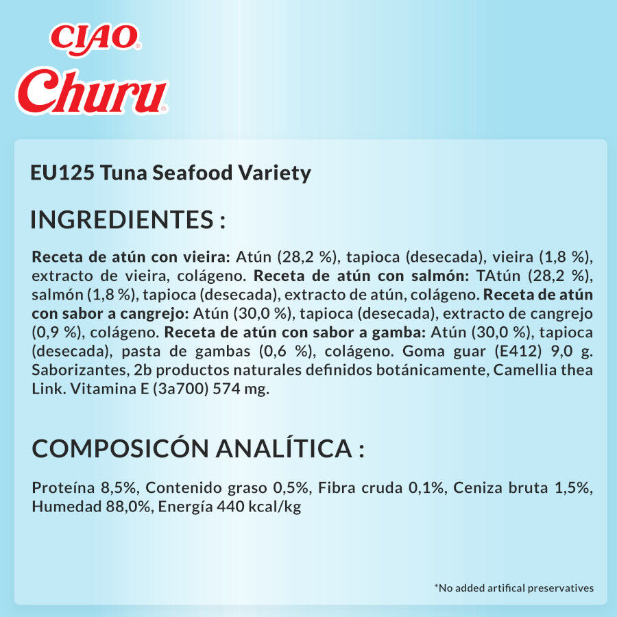 20 saquetas x 14 g Churu Variedades de Atum e Marisco Snack L&iacute;quido para gatos, , large Imagem n&uacute;mero 7