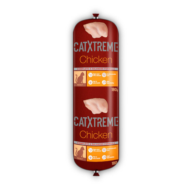 180 g Catxtreme Salsicha de Frango com Ervilhas para Gatos,  Imagem número 1 180 g Catxtreme Salsicha de Frango com Ervilhas para Gatos, , large Imagem número 1