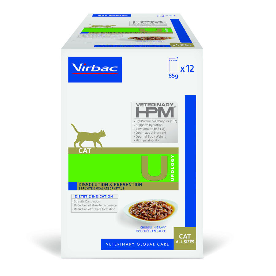12 saquetas x 85 g Virbac HPM Urology Dissolution & Prevention Saqueta em molho para gatos, , large Imagem n&uacute;mero 1