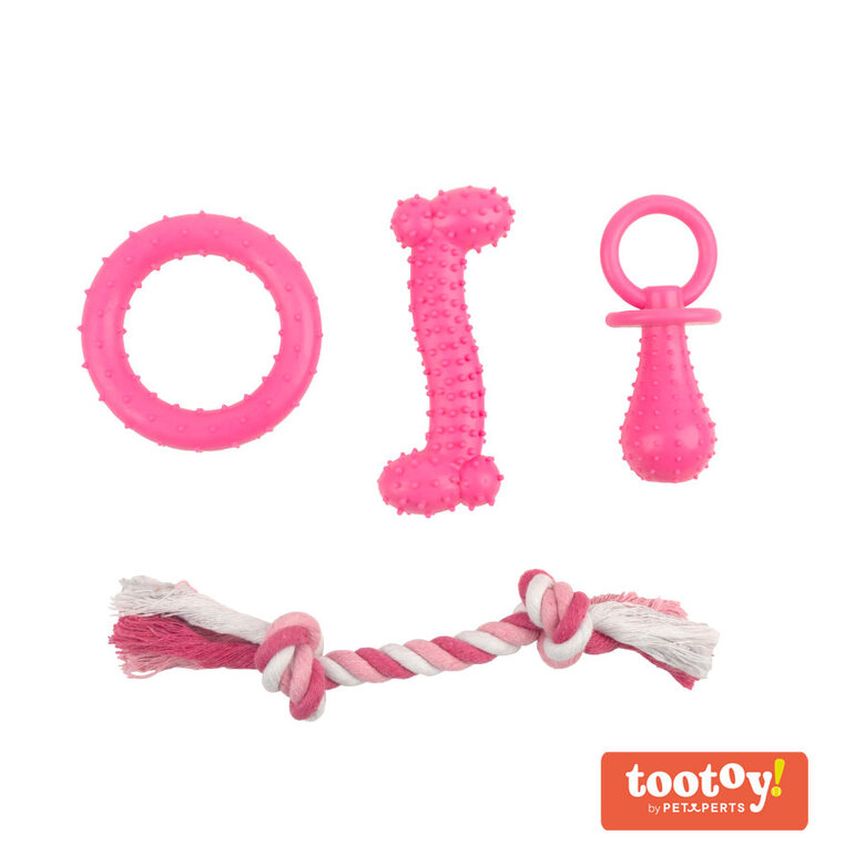 Tootoy! Chew Teething Rosa Conjunto de mordedores para cachorros,  Imagem número 1 Tootoy! Chew Teething Rosa Conjunto de mordedores para cachorros, , large Imagem número 1