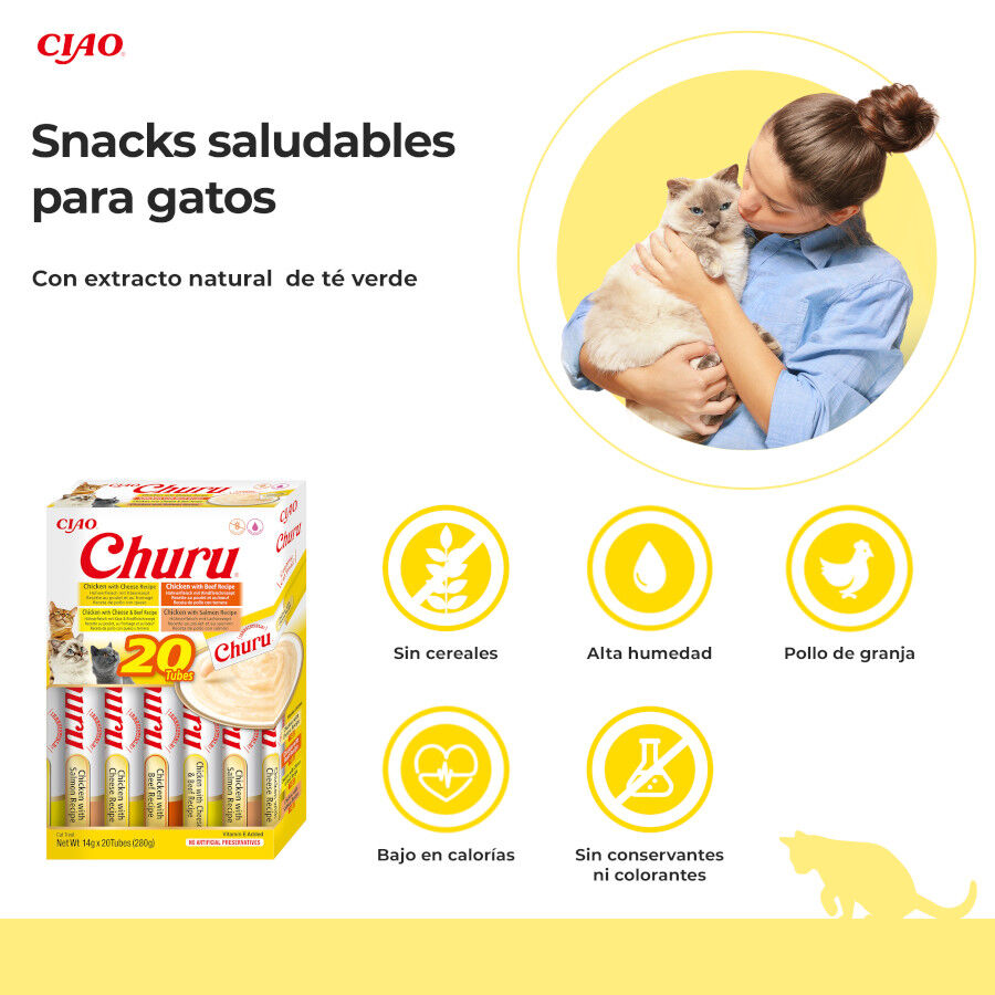20 saquetas x 14 g Churu Variedades de Frango com Vitela Snack L&iacute;quido para gatos, , large Imagem n&uacute;mero 2