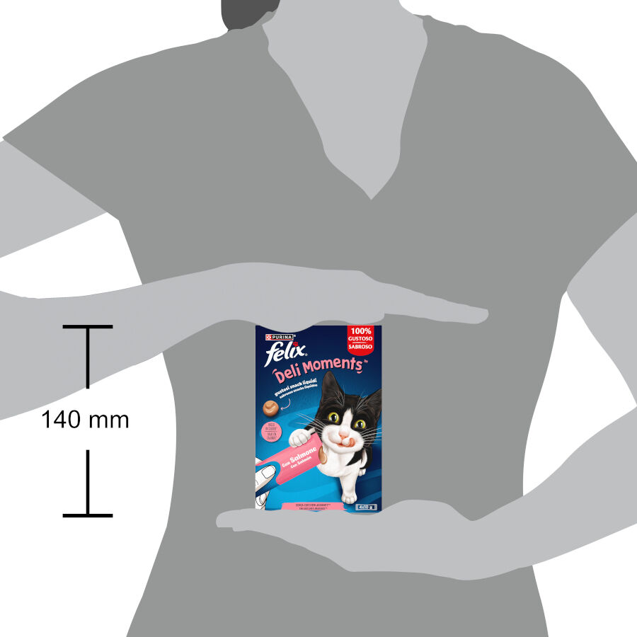 4 saquetas x 10 g Purina Felix Deli Moments com Salm&atilde;o Snack liquido para gatos , , large Imagem n&uacute;mero 3