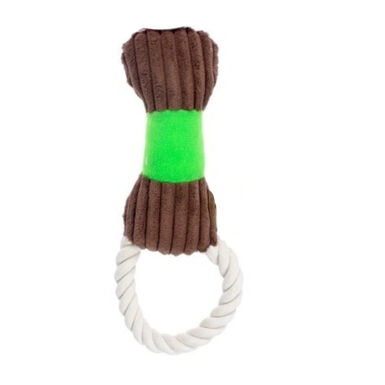 Play&Bite Osso verde de Peluche com corda para cães