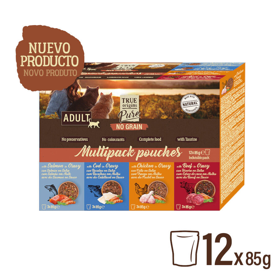 12 saquetas x 85 g True Origins Pure Comida h&uacute;mida de carne e peixe em saqueta para gatos &ndash; Multipack, , large Imagem n&uacute;mero 6
