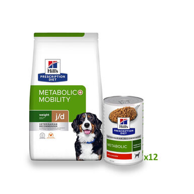Hill's Pack Prescription Diet Metabolic + Mobility Ração e Latas para Cães