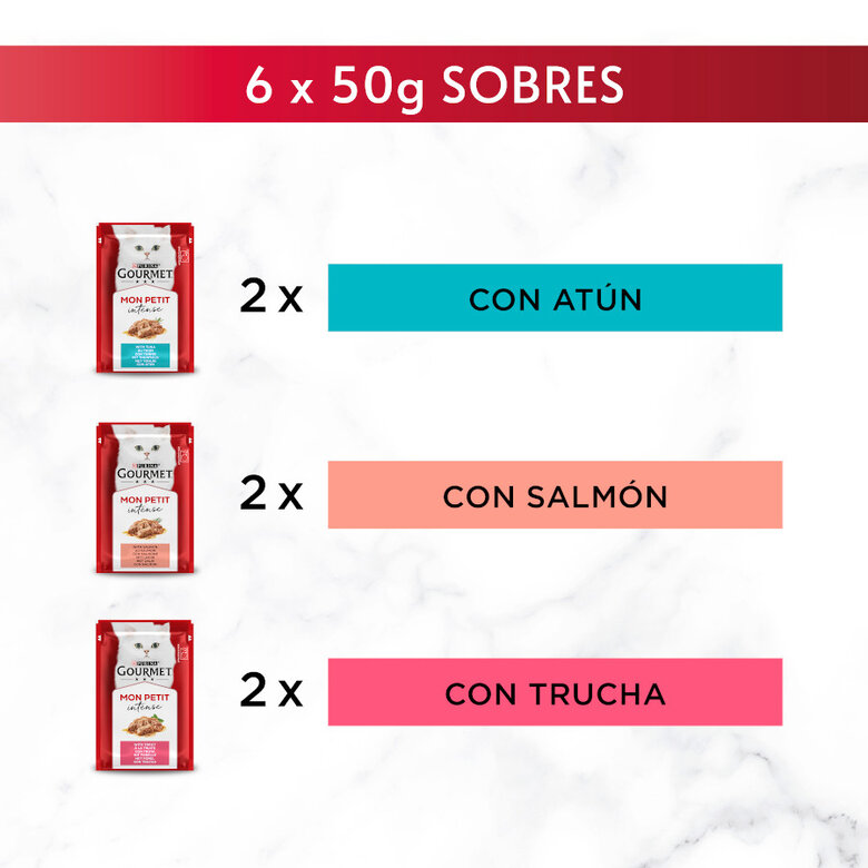 6 saquetas x 50 g Purina Gourmet Mon Petit Seleção de Peixes em molho,  Imagem número 5 6 saquetas x 50 g Purina Gourmet Mon Petit Seleção de Peixes em molho, , large Imagem número 5