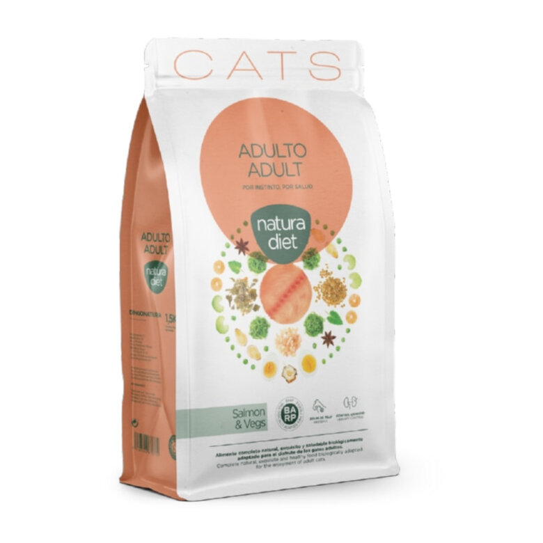 1.5 kg Natura Diet Adult Salmão e Vegetais Ração para gatos,  Imagem número 1 1.5 kg Natura Diet Adult Salmão e Vegetais Ração para gatos, , large Imagem número 1