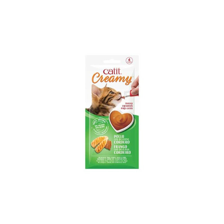 4 saquetas x 10 g Catit Creamy Snack Líquido de Frango, Borrego, Gambas e Atum para gatos,  Imagem número 1 4 saquetas x 10 g Catit Creamy Snack Líquido de Frango, Borrego, Gambas e Atum para gatos, , large Imagem número 1