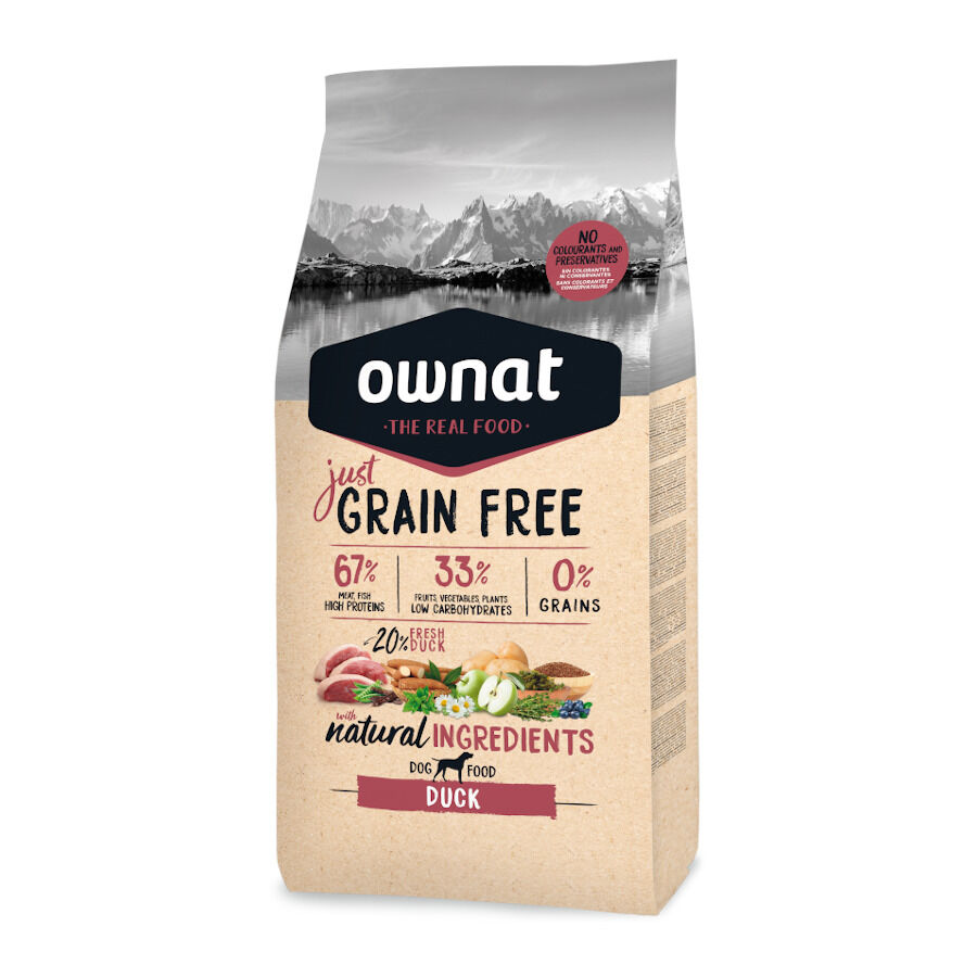 Ownat Just Grain Free Adulto Pato ra&ccedil;&atilde;o para c&atilde;es, , large Imagem n&uacute;mero 1