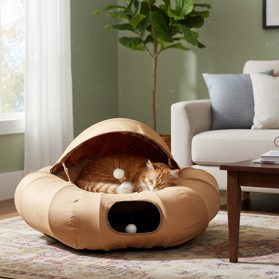 All For Paws Lamb Cat T&uacute;nel Donut Castanho Bronzeado para gatos, , large Imagem n&uacute;mero 2