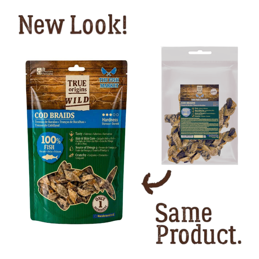 70 g. True Origins Trenzas Piel Bacalao Snack para perros, , large Imagem n&uacute;mero 2