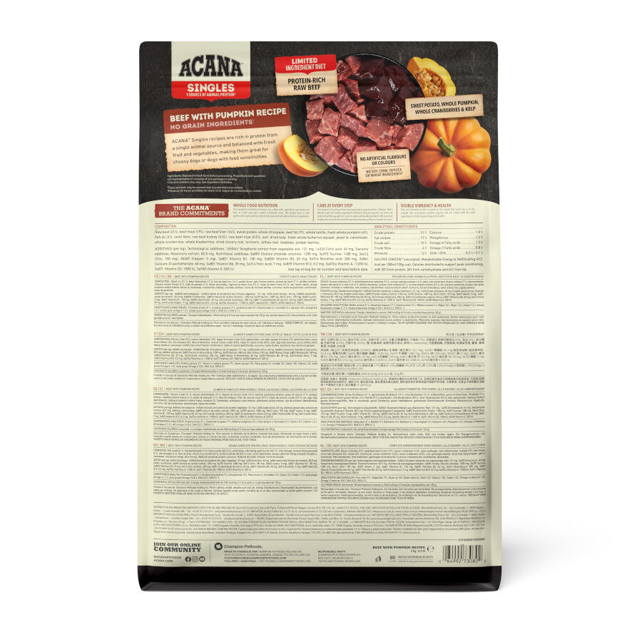 2 kg Acana Singles Ra&ccedil;&atilde;o de Carne de Vaca com Ab&oacute;bora para c&atilde;es, , large Imagem n&uacute;mero 2