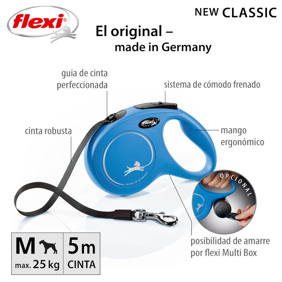 Flexi New Classic Trela Extens&iacute;vel de Fita Azul para C&atilde;es, , large Imagem n&uacute;mero 2