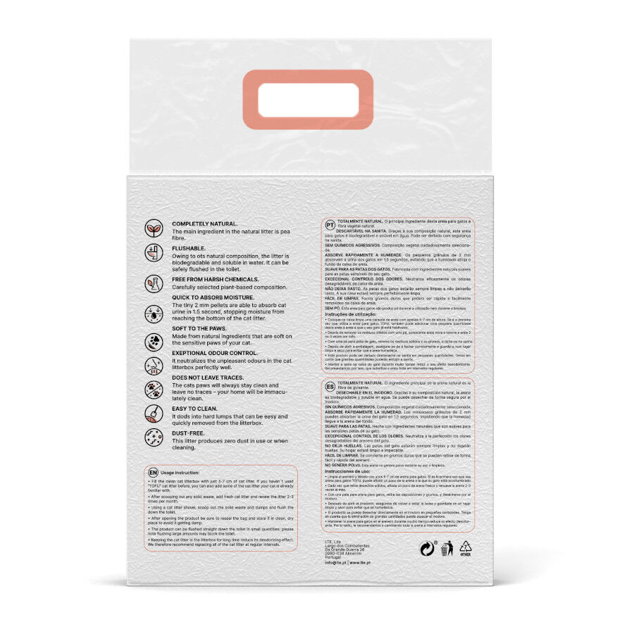Happy Meow Areia Natural de tofu com aroma a p&ecirc;ssego para gatos, , large Imagem n&uacute;mero 3