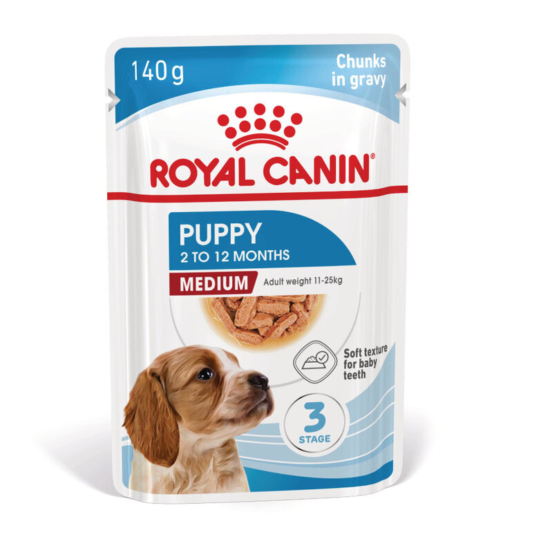 140 g Royal Canin Medium Puppy saquetas para cães,  Imagem número 2 140 g Royal Canin Medium Puppy saquetas para cães, , large Imagem número 2