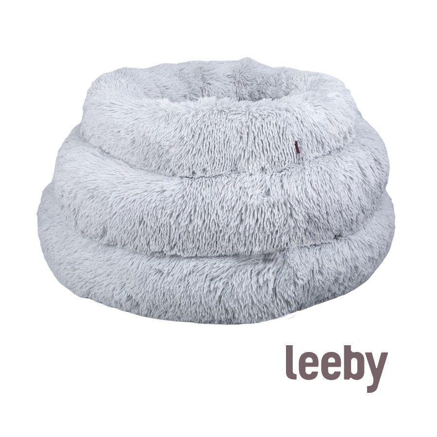 Leeby Cama Redonda Anti Stress de Pelo Cinzento para c&atilde;es, , large Imagem n&uacute;mero 3