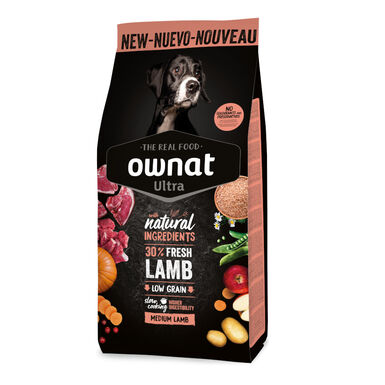 Ownat Medium Ultra Cordeiro e Arroz ração para cães