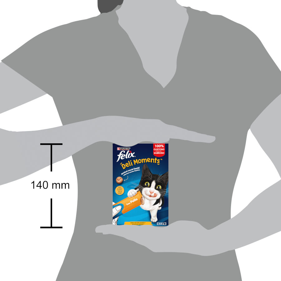 4 saquetas x 10 g Purina Felix Deli Moments con Frango Snack liquido para gatos , , large Imagem n&uacute;mero 3